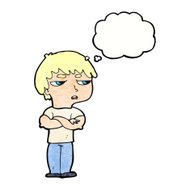 cartoon annoyed boy with thought bubble N44