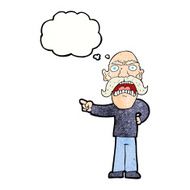 cartoon angry old man with thought bubble N154