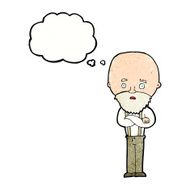 cartoon worried old man with thought bubble N21