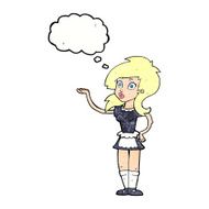 cartoon pretty waitress with thought bubble N11