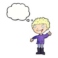 cartoon excited boy with thought bubble N158