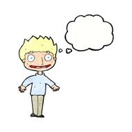 cartoon excited boy with thought bubble N159