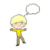 cartoon excited boy with thought bubble N160