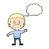 cartoon man with mustache waving thought bubble N33