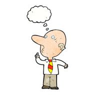 cartoon bald man asking question with thought bubble N11