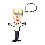 cartoon angry man with thought bubble N95