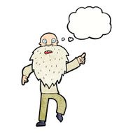 cartoon stressed old man with thought bubble N21