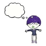 cartoon vampire girl with thought bubble N241
