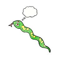 cartoon hissing snake with thought bubble N22
