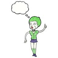 cartoon halloween girl with thought bubble N22