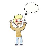 cartoon terrified man with thought bubble N247