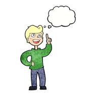 cartoon boy with great idea thought bubble N11