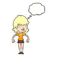 cartoon happy woman with thought bubble N279