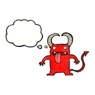 cartoon little devil with thought bubble N20