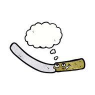 cartoon kitchen knife with thought bubble N3