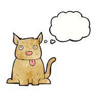 cartoon dog sticking out tongue with thought bubble N20