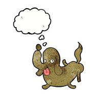 cartoon dog sticking out tongue with thought bubble N21