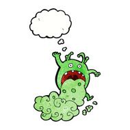 cartoon gross monster being sick with thought bubble N10