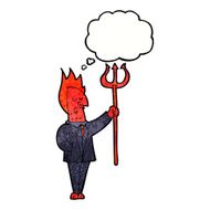 cartoon devil with pitchfork thought bubble N28