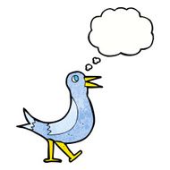 cartoon walking bird with thought bubble N22