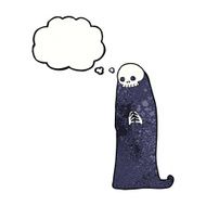 cartoon halloween ghoul with thought bubble N9