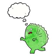 cartoon monster with thought bubble N53