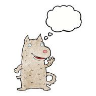 cartoon happy dog with thought bubble N92