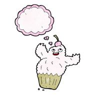 cartoon cupcake monster with thought bubble N11