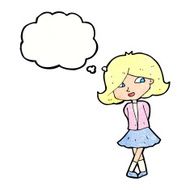 cartoon happy girl with thought bubble N95