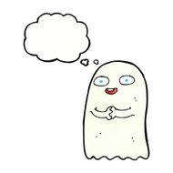 funny cartoon ghost with thought bubble N93