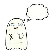 funny cartoon ghost with thought bubble N94