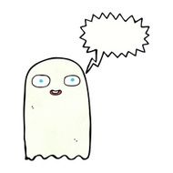 funny cartoon ghost with thought bubble N95