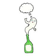 cartoon ghost in bottle with thought bubble N16