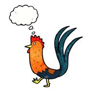 cartoon cockerel with thought bubble N29