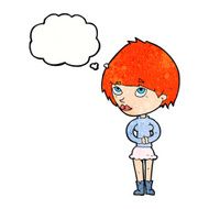 cartoon nervous woman with thought bubble N33