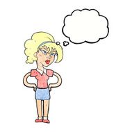 cartoon woman with hands on hips thought bubble N241