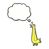 funny cartoon bird with thought bubble N139