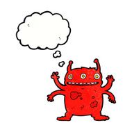 cartoon alien monster with thought bubble N10