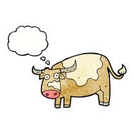 cartoon cow with thought bubble N39