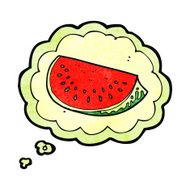 cartoon watermelon slice with thought bubble N3