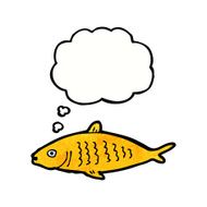 cartoon fish with thought bubble N104