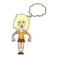 cartoon girl fight with thought bubble N11