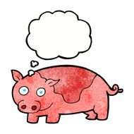 cartoon pig with thought bubble N20