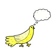 cartoon bird with thought bubble N285