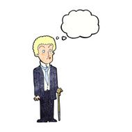 cartoon unhappy gentleman with thought bubble N11