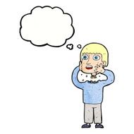 cartoon secret robot with thought bubble N11