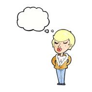 cartoon cool relaxed woman with thought bubble N11