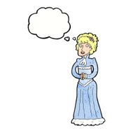 cartoon shocked victorian woman with thought bubble N11