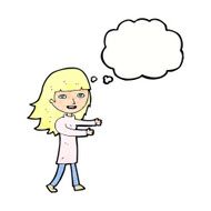 cartoon happy girl with thought bubble N98