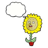 cartoon flower with face thought bubble N23